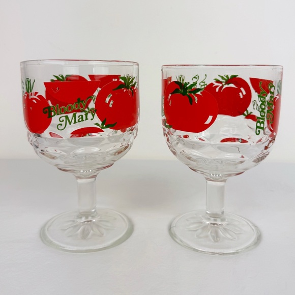 Vintage 70's Bloody Mary Cocktail Glasses (Set of 2) - Picture 1 of 7